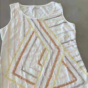 Coldwater Creek Embroidered White Top